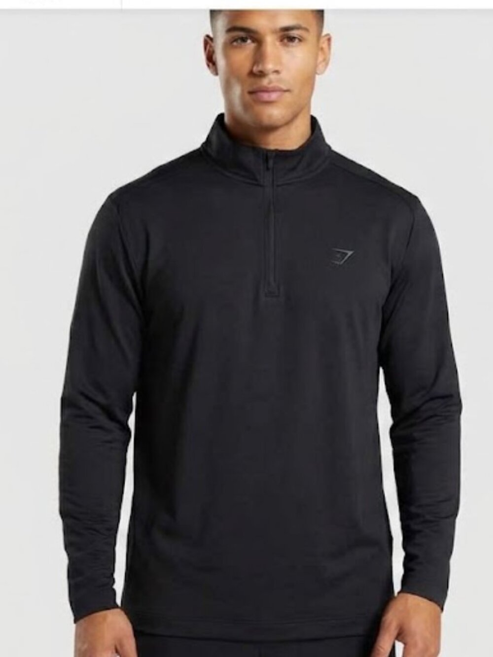 Gymshark Men's Black Quarter Zip Performance Pullover Size Large Lightweight Wor